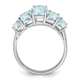 Sterling Silver Rhodium Aqua Ring